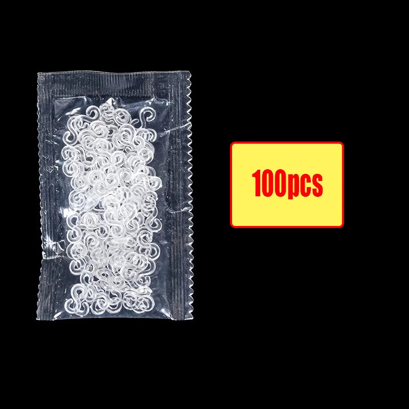 A sealed plastic package containing a loom band bracelet making kit for kids.
