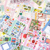 A collection of kawaii cartoon stickers and writable notes for DIY scrapbooking and crafting.