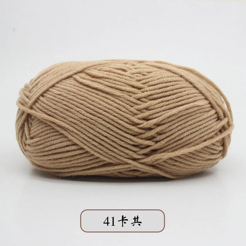 A ball of pre-dyed milk cotton yarn, 50g, soft 5-ply blended yarn for knitting and crochet.