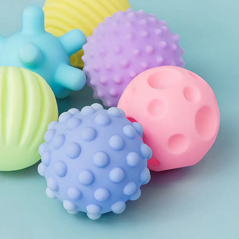 Sensory Baby Balls Set - 6 Soft Textured Rattle Balls for Early Development