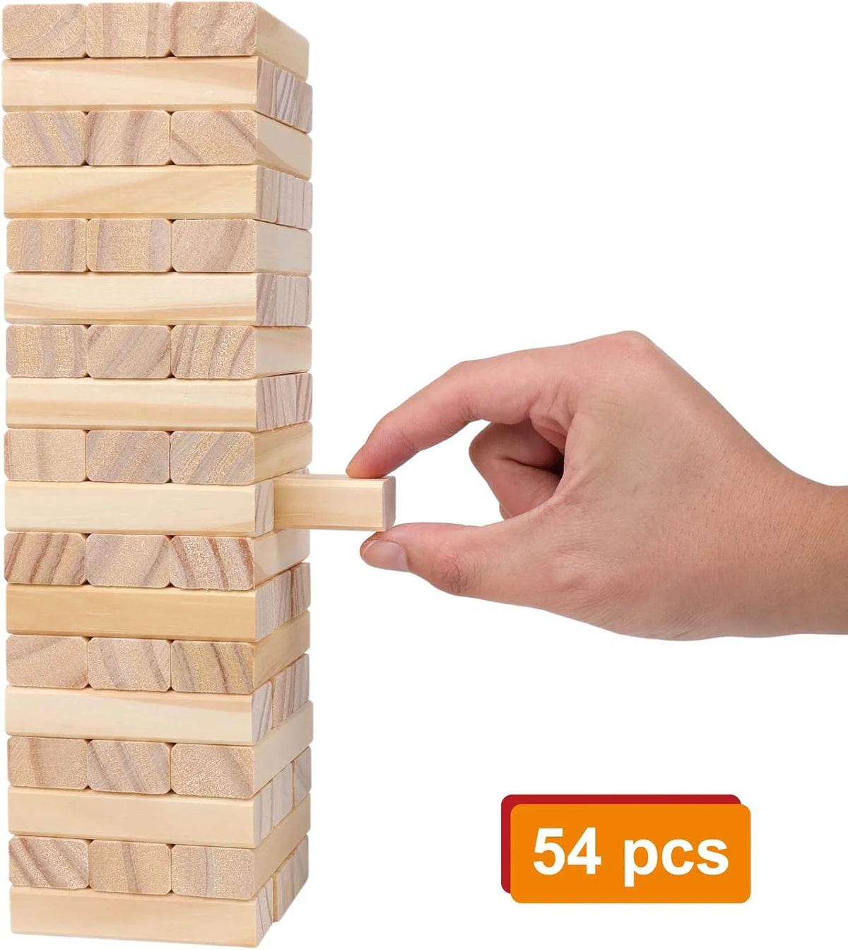 Classic Wooden Tumble Tower Game – 54 Pieces for Family Fun