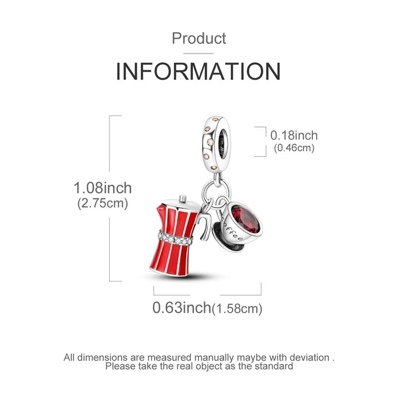 A silver heart charm for bracelets and necklaces with a red and white striped design.