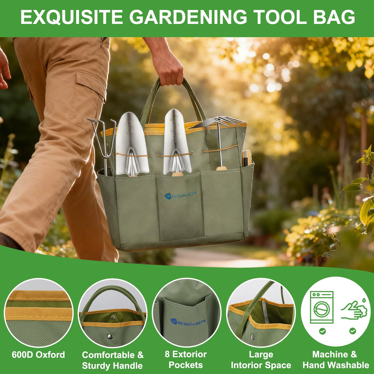 9-Piece Heavy Duty Gardening Tool Set with Ergonomic Handles and Storage Bag
