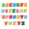 A set of 26 alphabet letter figures in various colors and shapes for learning.
