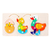 Wooden life cycle learning puzzle showing the stages of a duck's life cycle with numbered pieces.