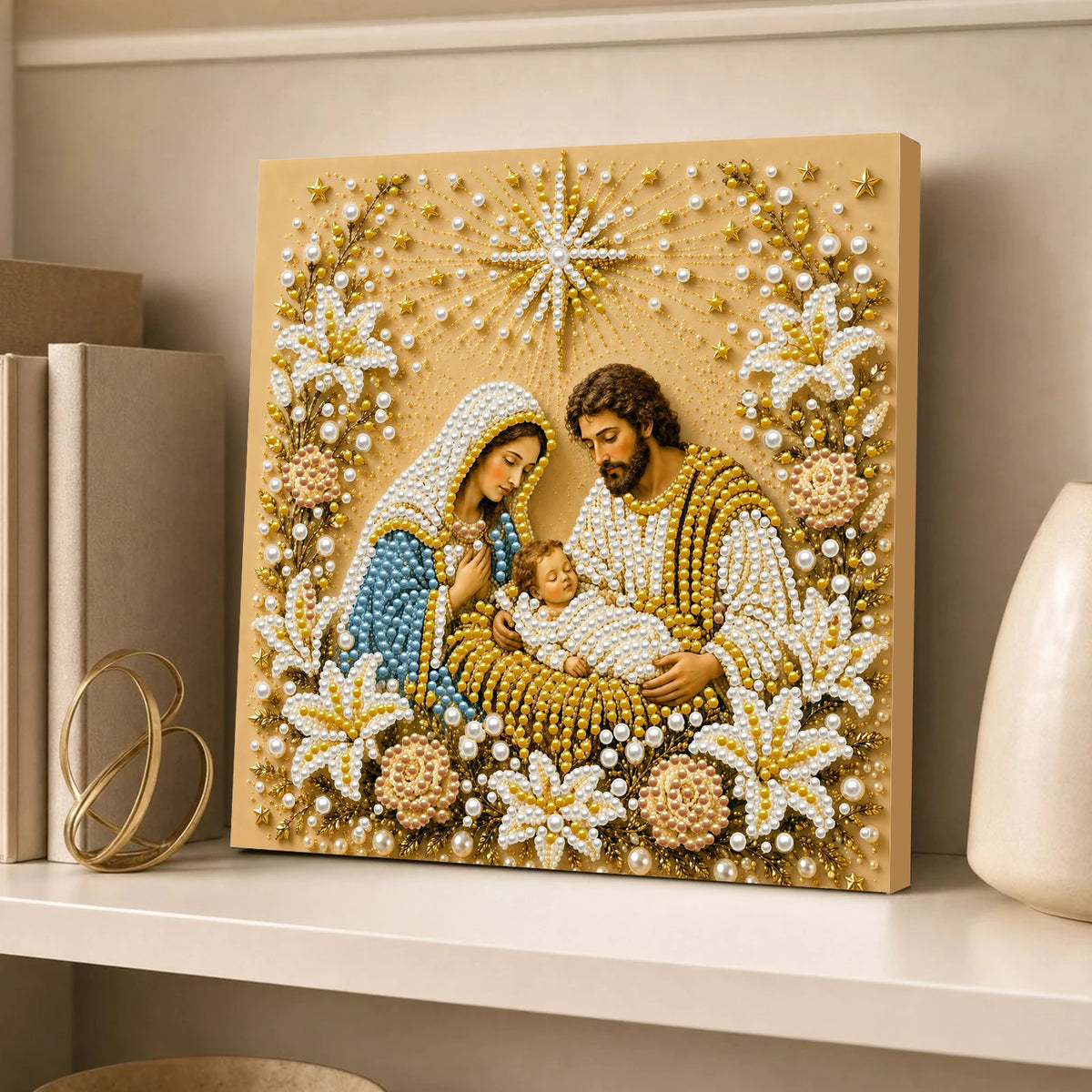 Religious Diamond Painting Kit with Frame – Jesus and Holy Mary