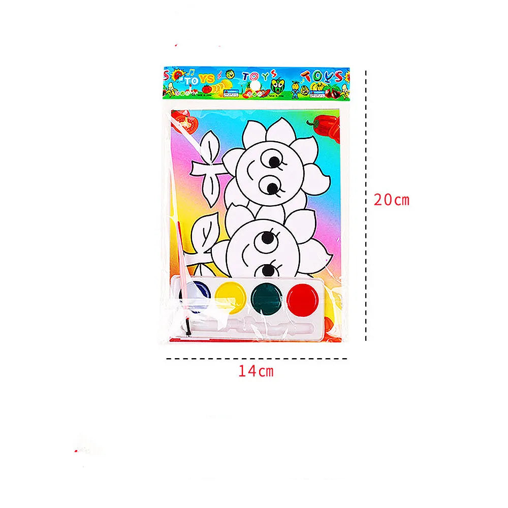 A colorful DIY cartoon coloring painting kit for kids featuring a large white character on a vibrant background.