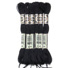 A set of six black embroidery threads for cross stitch and DIY crafts, packaged in individual skeins.