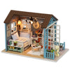 DIY Miniature Wooden Dollhouse Kit with LED Lighting