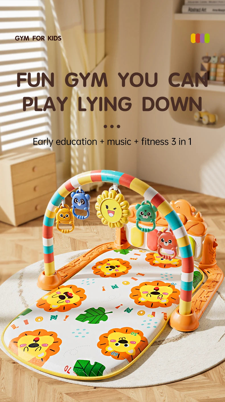 Interactive Baby Play Mat with Music, Lights & 5 Sensory Toys