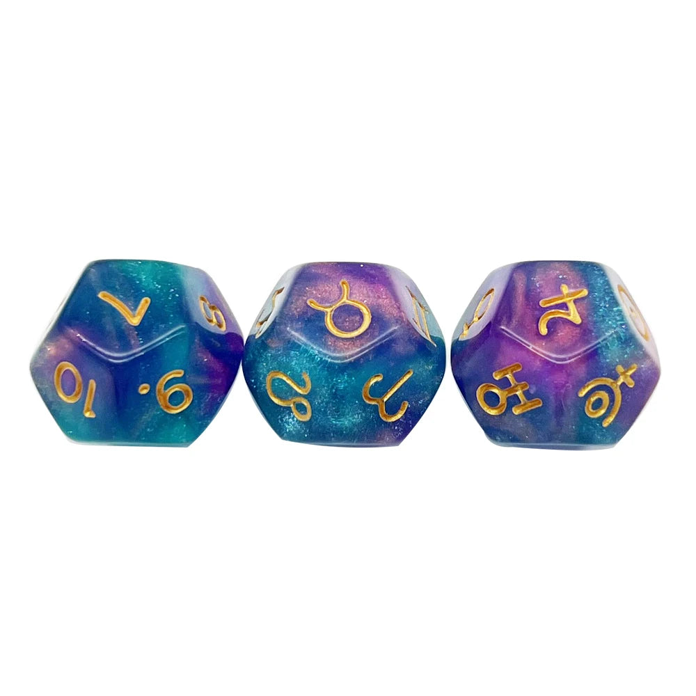 Astrology Divination Dice Set – 3 D12 Constellation Dice for Guidance and Insight