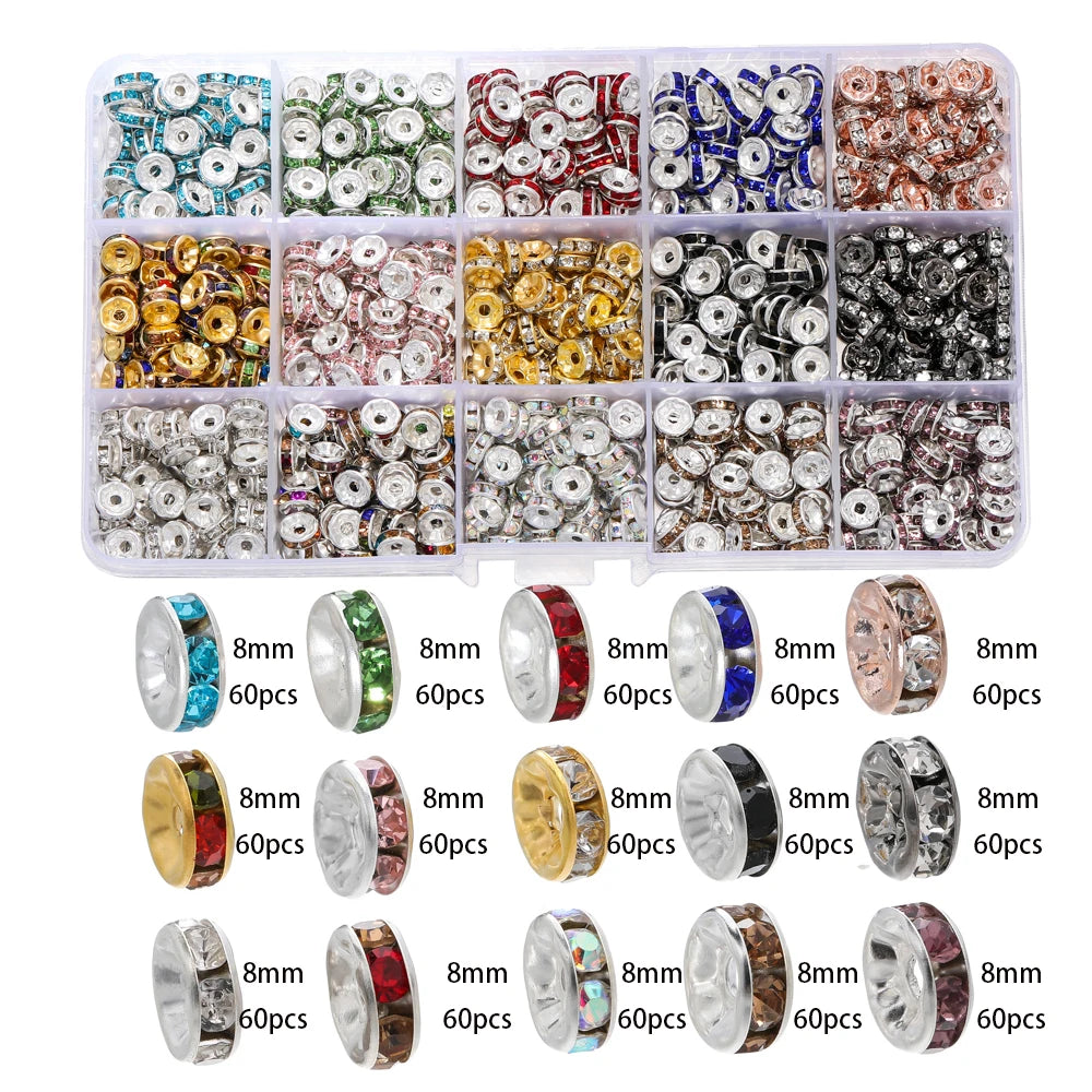 Crystal Rondelle Beads for Jewelry Making – 6mm & 8mm Spacer Beads