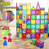 A large structure built from colorful magnetic building blocks, demonstrating high transparency and educational construction.