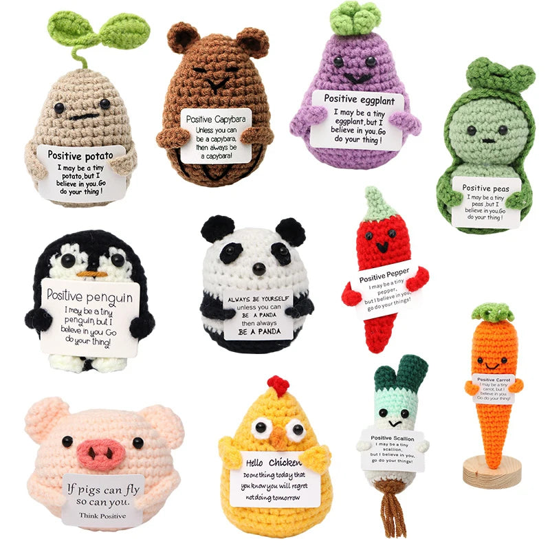 Handmade Crochet Positive Doll with Hugging Card