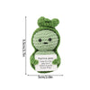 Handmade crochet pocket hug doll in green with a positive inspirational message tag