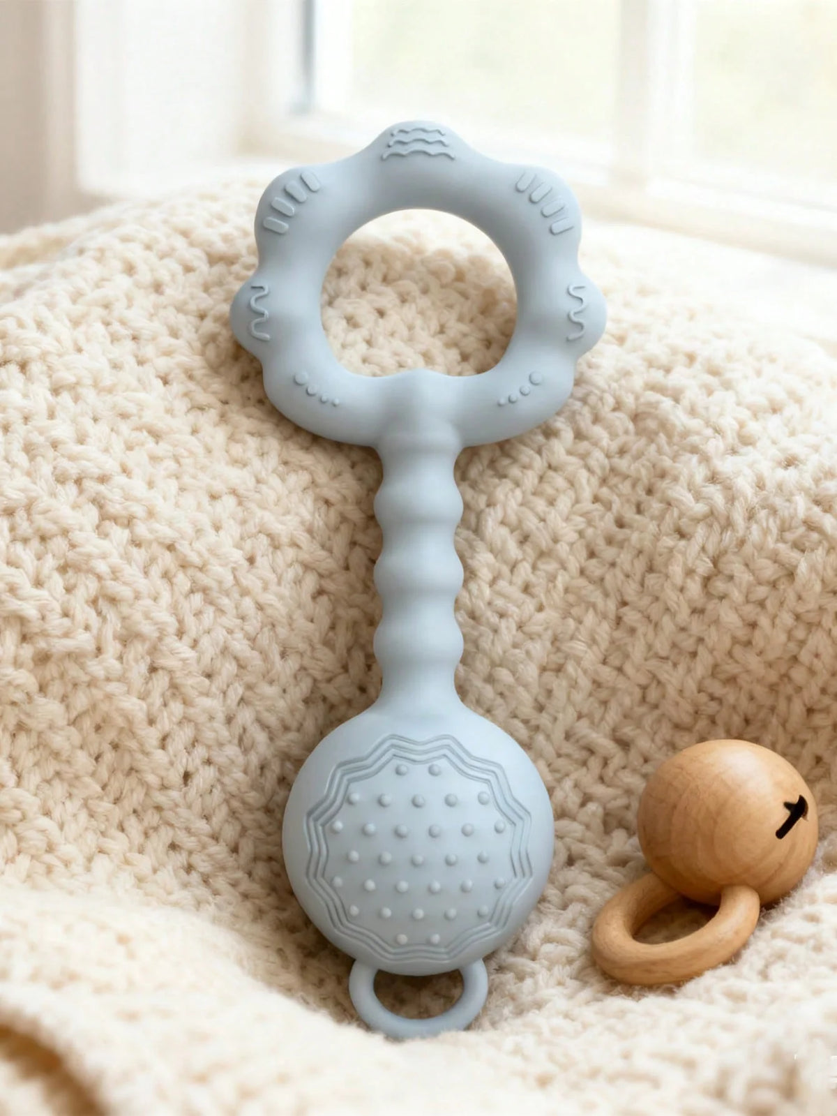 2-in-1 Silicone Rattle and Teether for Babies