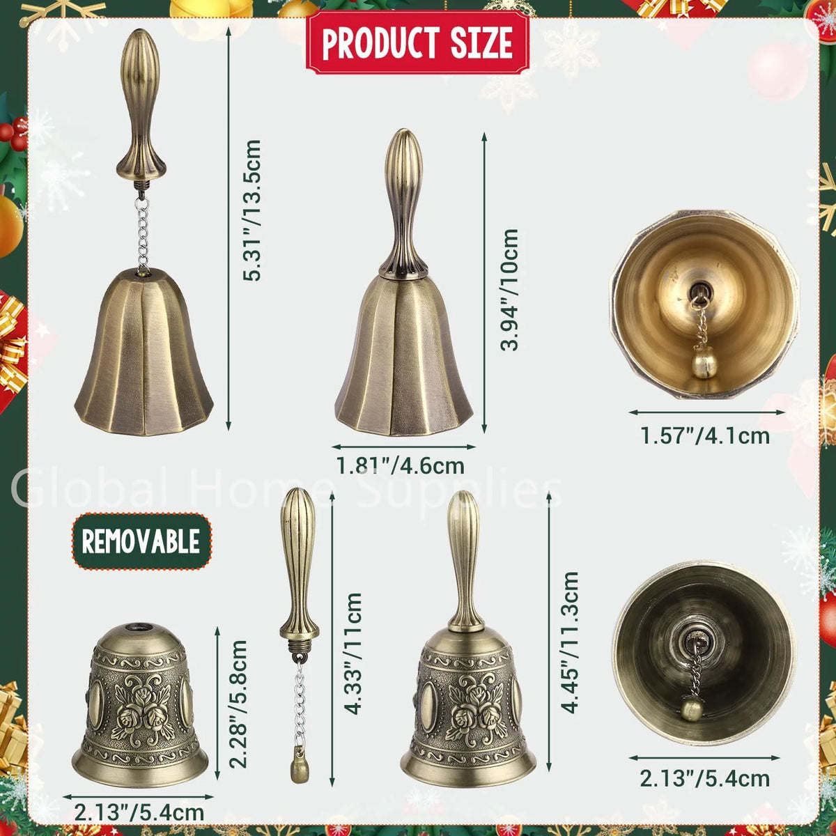 Classic Metal Hand Bell with Comfort Grip Handle