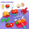 A set of 81 pretend play food items including peeling, shelling, and cutting practice for kids.