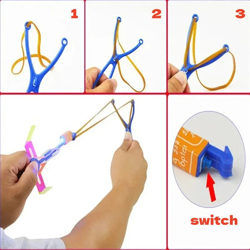 Glowing Dragonfly Slingshot Toy with LED Arrows