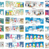 A collection of festive Christmas water transfer nail art stickers featuring snowmen, Santa figures, and winter scenes.