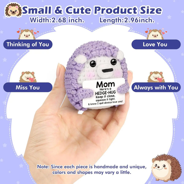 Handmade Crochet Hedgehog Doll with Positivity Card