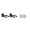 Black wall-mounted guitar holder with non-slip cradle and mounting hardware.