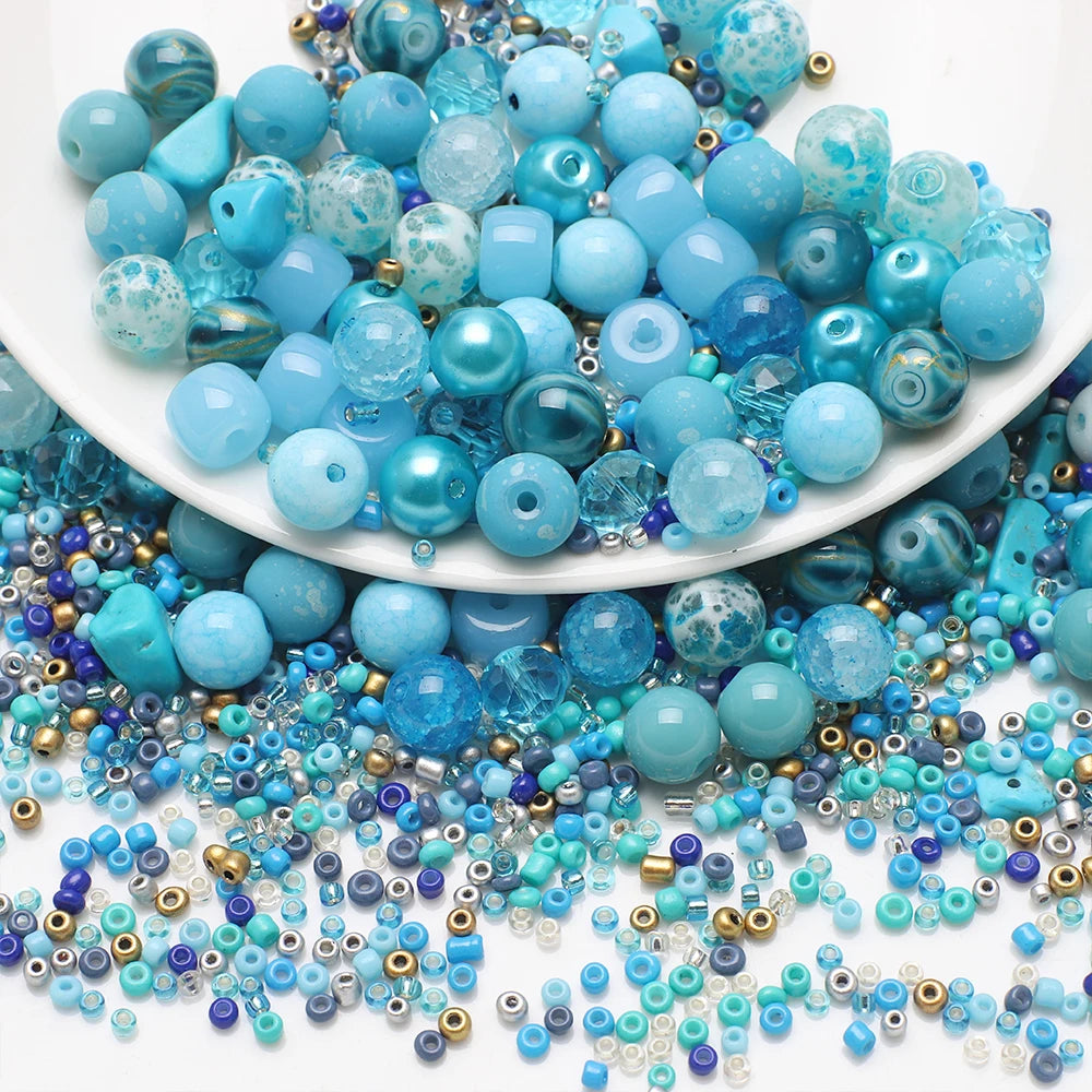 Crystal Glass Seed Beads for Jewelry Making – 45g Mixed Colors & Shapes