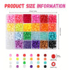 A collection of colorful plastic beads and findings for DIY bracelet making kit