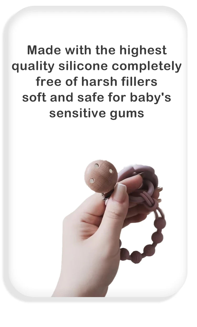 Silicone Baby Pacifier Clip with Teether