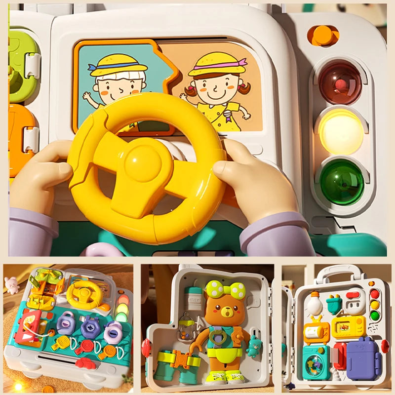 Montessori Busy Board with Lights and Music for Toddlers