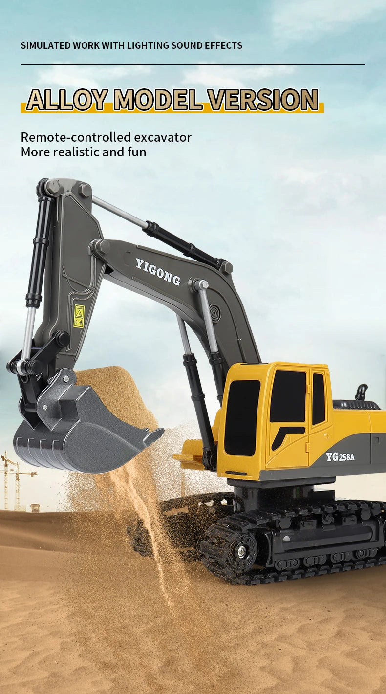 2.4G Remote Control Excavator with Lights and Sound Effects