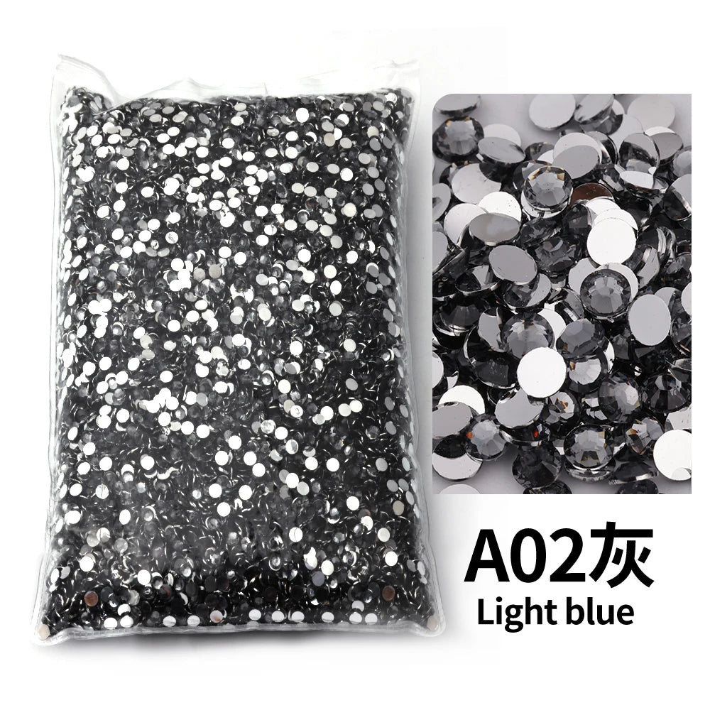 Bag of A02 Light blue flat-back resin rhinestones for DIY craft and nail art