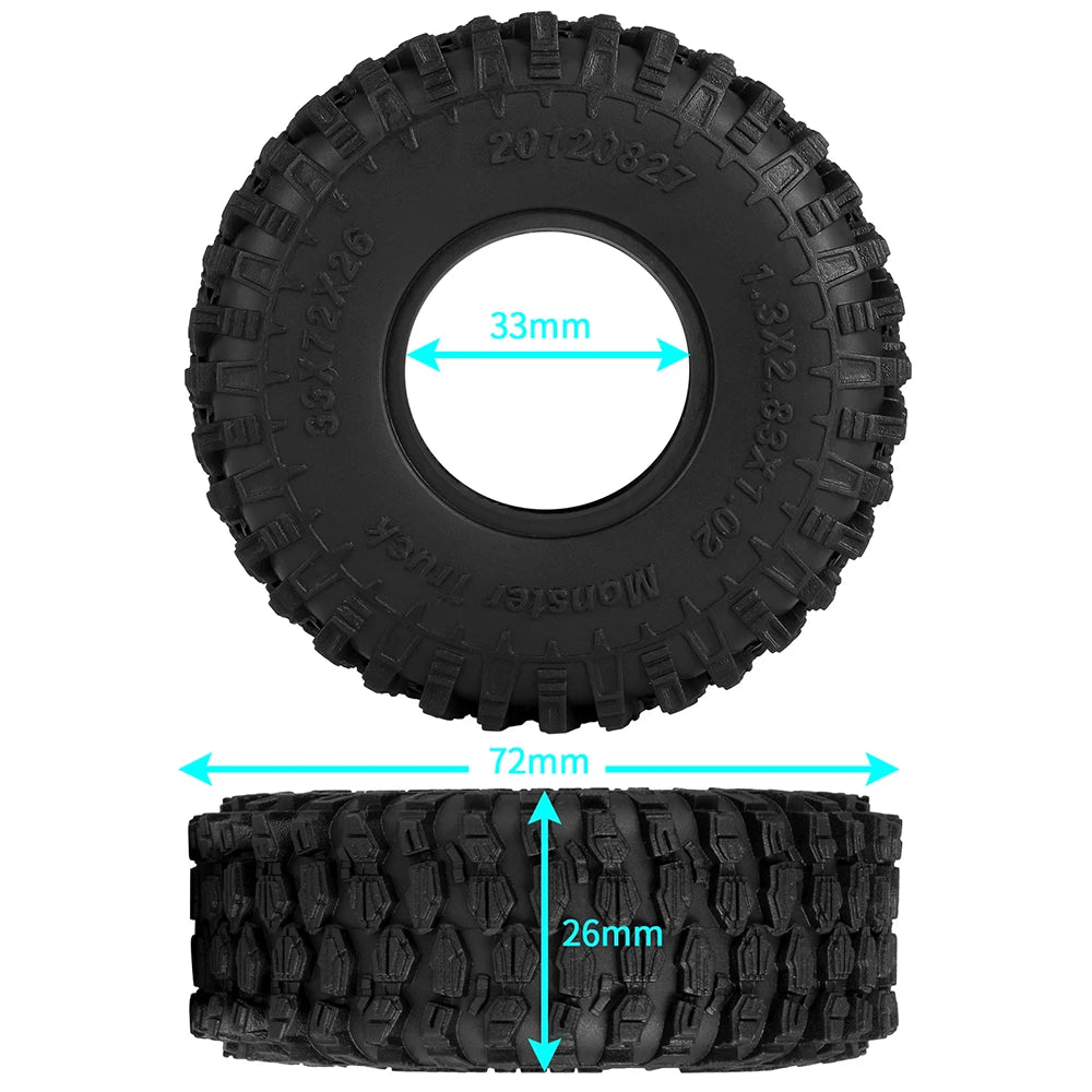 1.3" Mud Terrain Tires for RC Crawler (4-Pack)