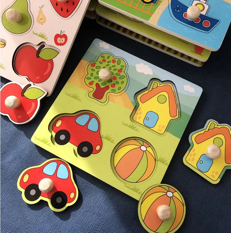 Wooden Alphabet & Number Peg Puzzles for Toddlers