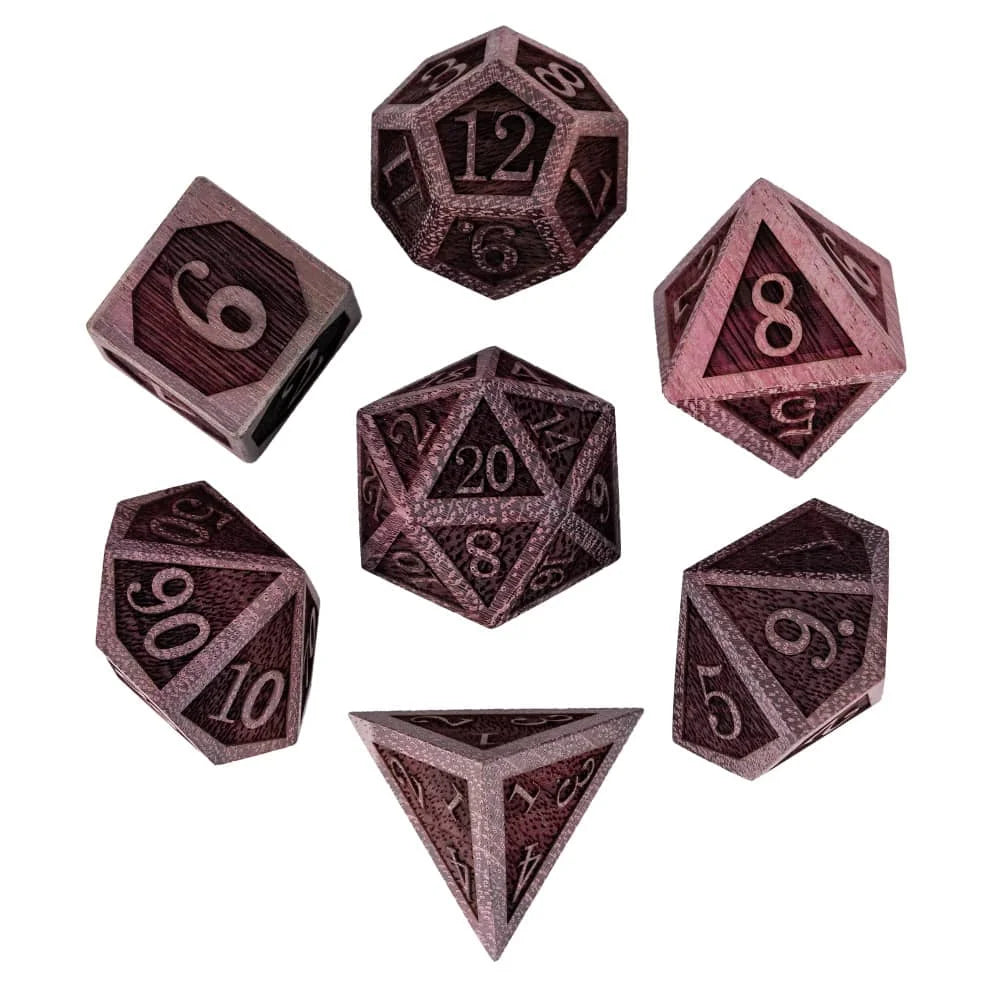 Wooden Polyhedral Dice Set for Tabletop RPGs