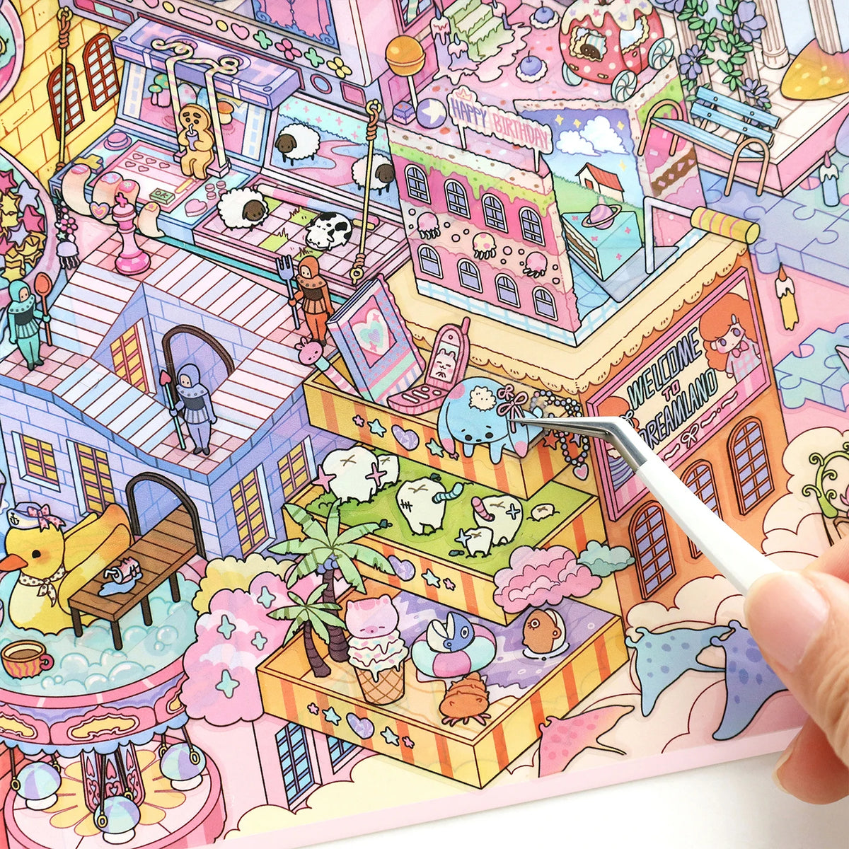 Kawaii Fantasy City 3D Sticker Sheet