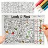 Page d'un livre d'activités de recherche montrant des objets à thème d'automne pour les enfants à trouver et colorer