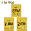 Three sets of Orphee classic guitar strings labeled NX36 packaged in yellow boxes