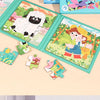 A collection of colorful magnetic jigsaw puzzles featuring animals, fruit, and traffic themes for children's early learning.