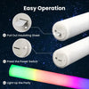 Diagram showing the easy operation of LED foam glow sticks: pulling out a sheet, pressing a power switch, and lighting up the