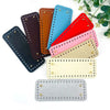 A collection of PU leather crochet bag bottoms in various colors including orange, blue, red, pink, beige, and silver.