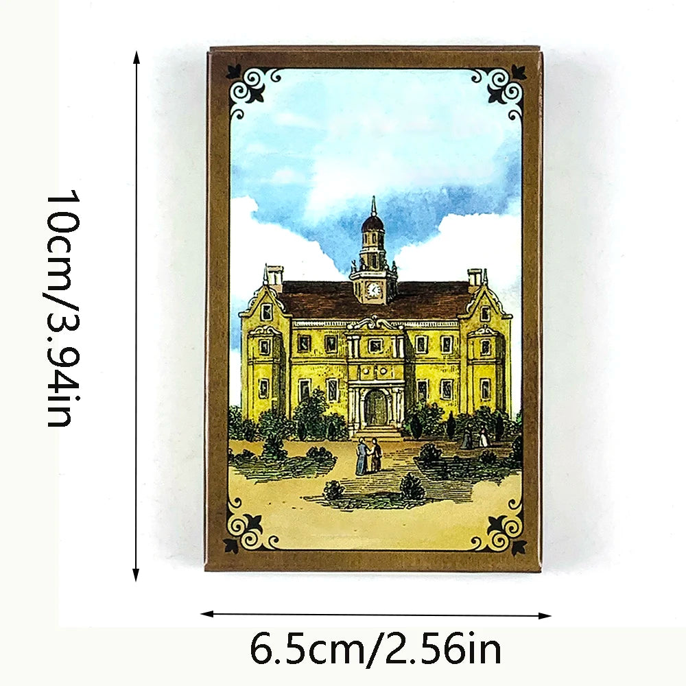 A rectangular Lenormand oracle card featuring a yellow building under a blue sky.