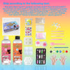 DIY Squishy Making Kit showing various components including liquid gel, silicone molds, and tools for making squishy toys.