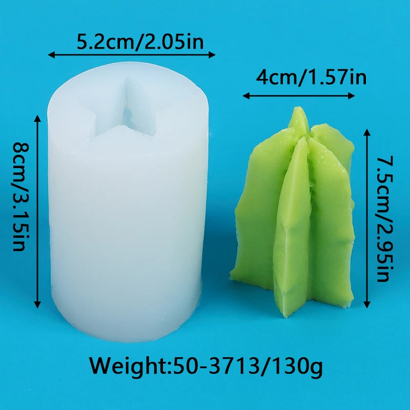 White silicone mold shaped like a cactus for crafting candles, soap, or plaster.