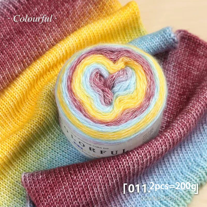 Gradient Cake Yarn – 200g Soft Wool Blend for Knitting & Crochet