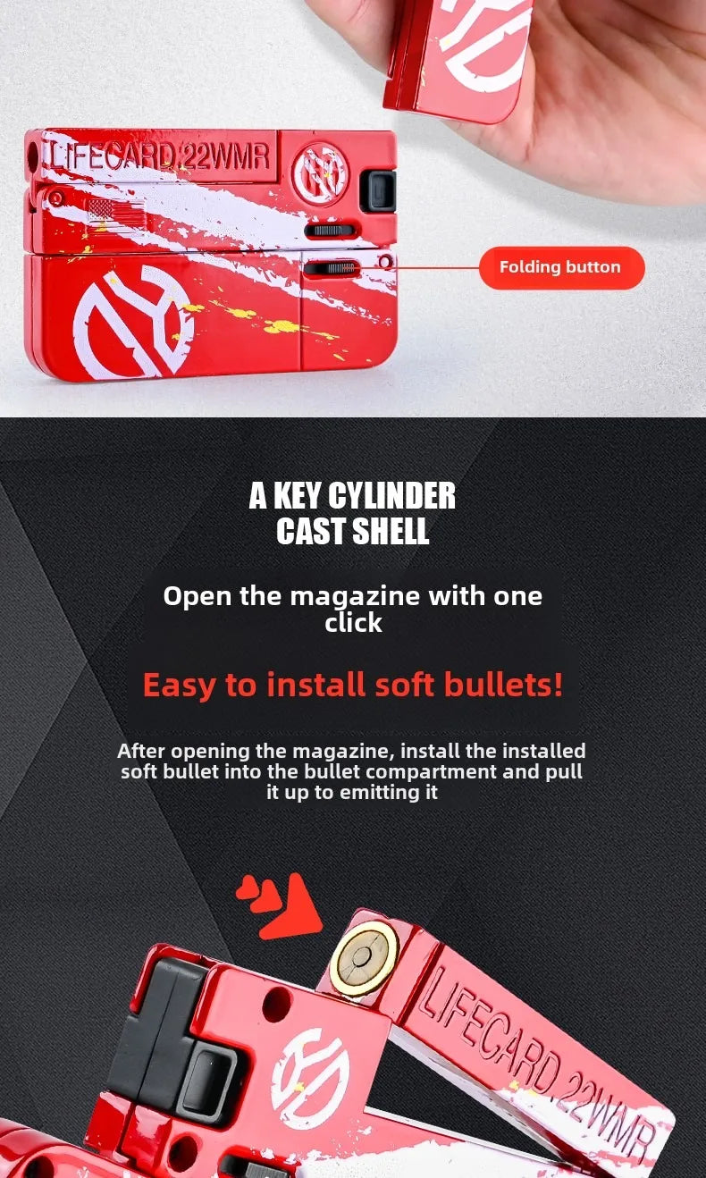 Compact Alloy Folding Blaster Pistol with Soft Bullets