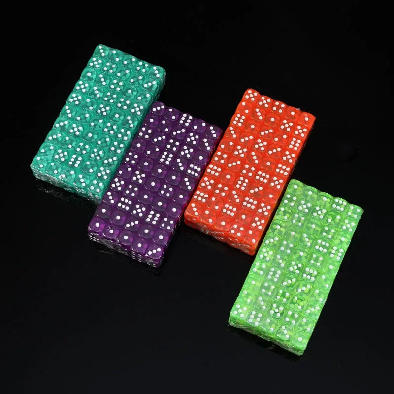 Multicolor Transparent Acrylic Dice Set – 100 Pieces