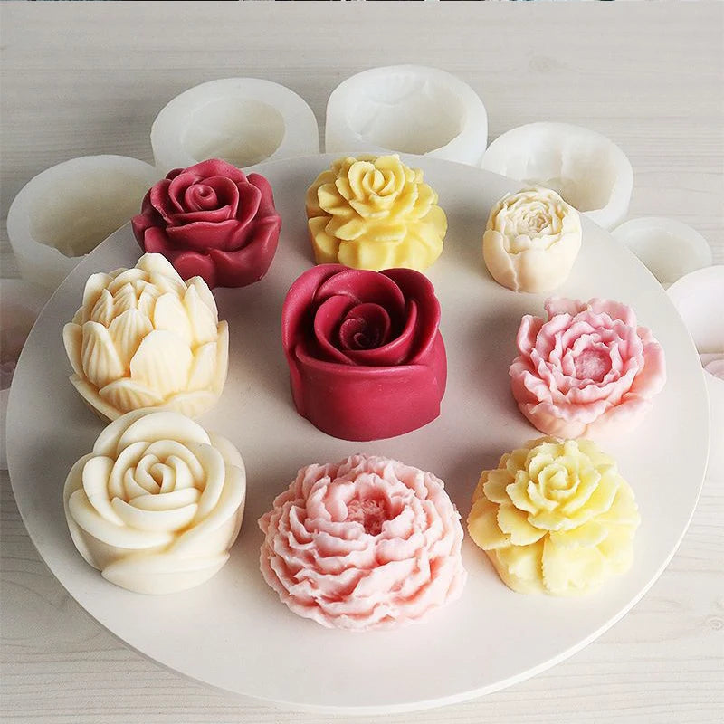 Rose & Peony Silicone Mold for Candle, Soap, and Resin Crafting