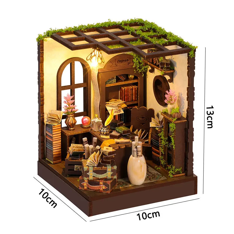 DIY Wooden Miniature House Kit with LED Lighting