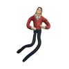 A poseable plush doll resembling Michael Jackson with bendable limbs, wearing a red shirt and patterned scarf.